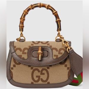 Gucci Bamboo 1947 Jumbo GG Small Top Handle Bag